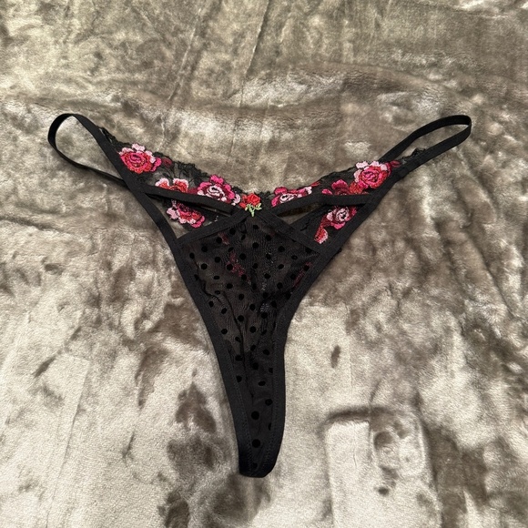 New! For Love and Lemons Rosy Luella Lace floral dot Panty black 31292 - Picture 5 of 12